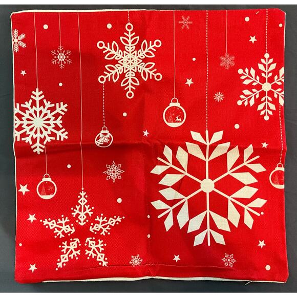 Holiday Winter Pillow Bench Pillow Covers Red Set of 4 New Cases COVER ONLY - Picture 3 of 9
